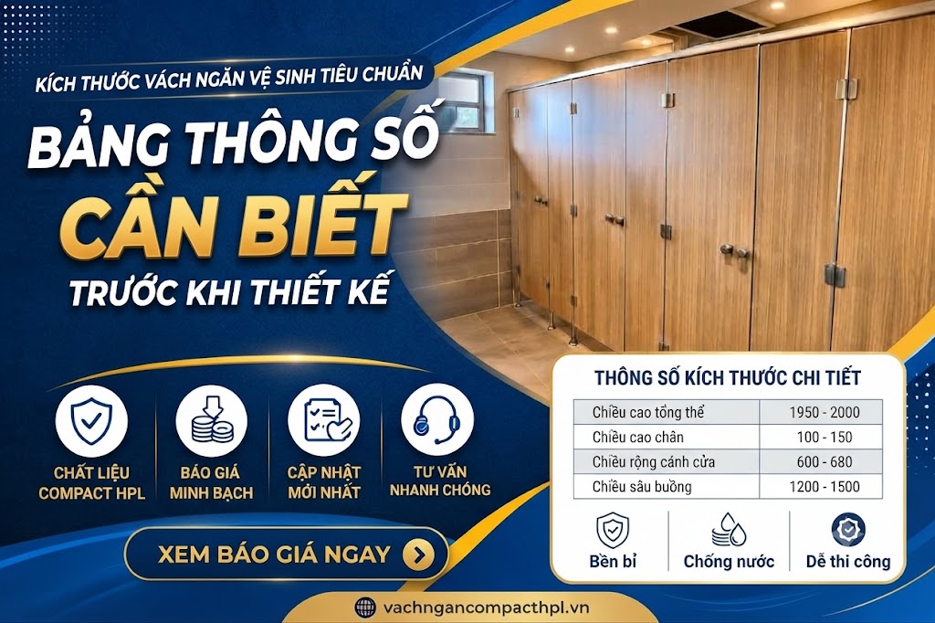 Kích Thước Vách Ngăn Vệ Sinh Chuẩn, Phong Thủy & Tối Ưu Diện Tích Nhất